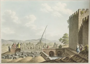 Un sarcophage des tombes des rois, Jérusalem, publié par William Watts